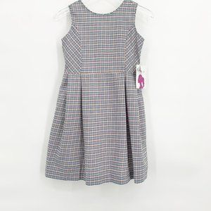 Gabby Girls Blue, White and Orange Plaid Dress Size 6